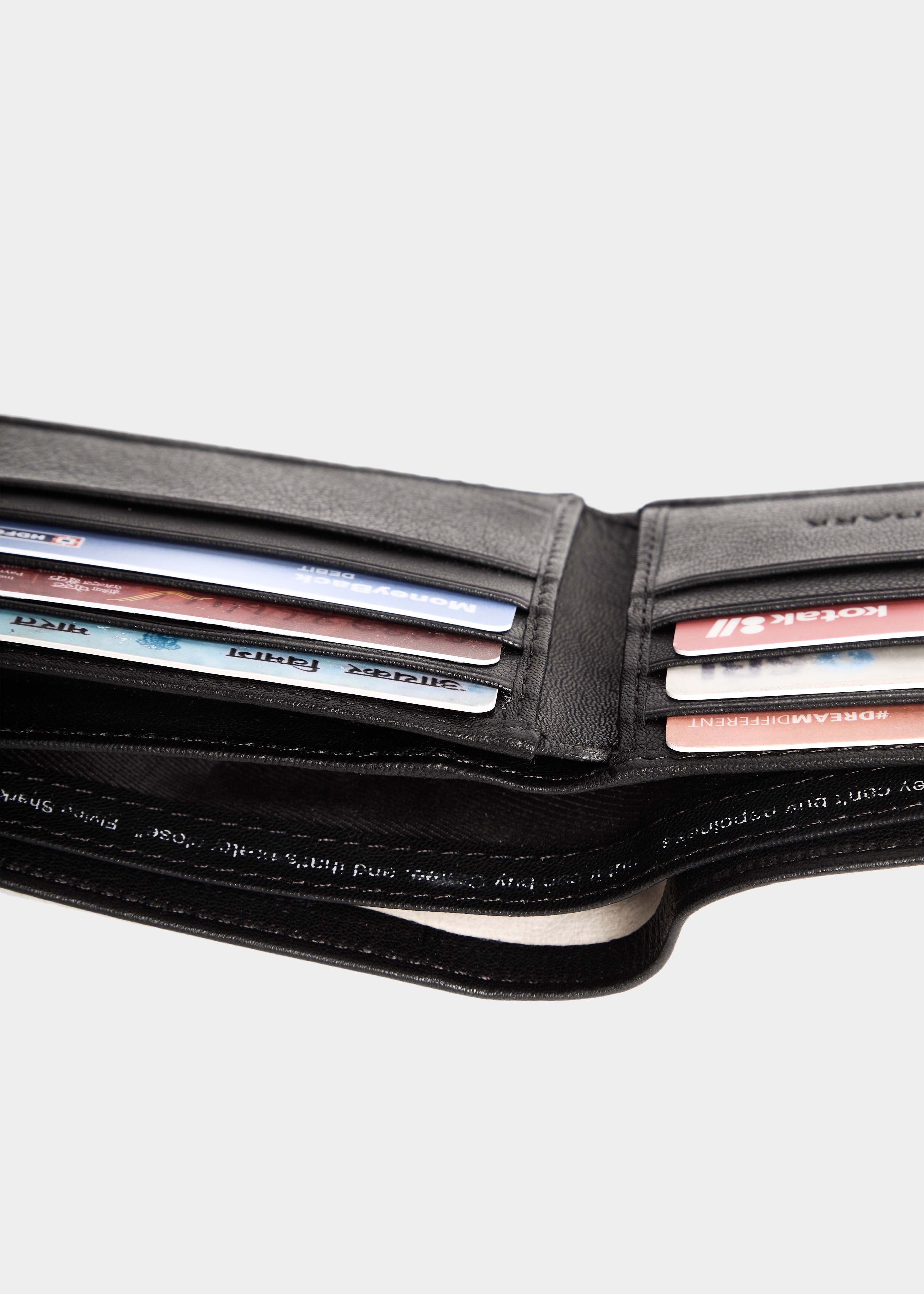 Plain matte Jet Black Leather Wallet