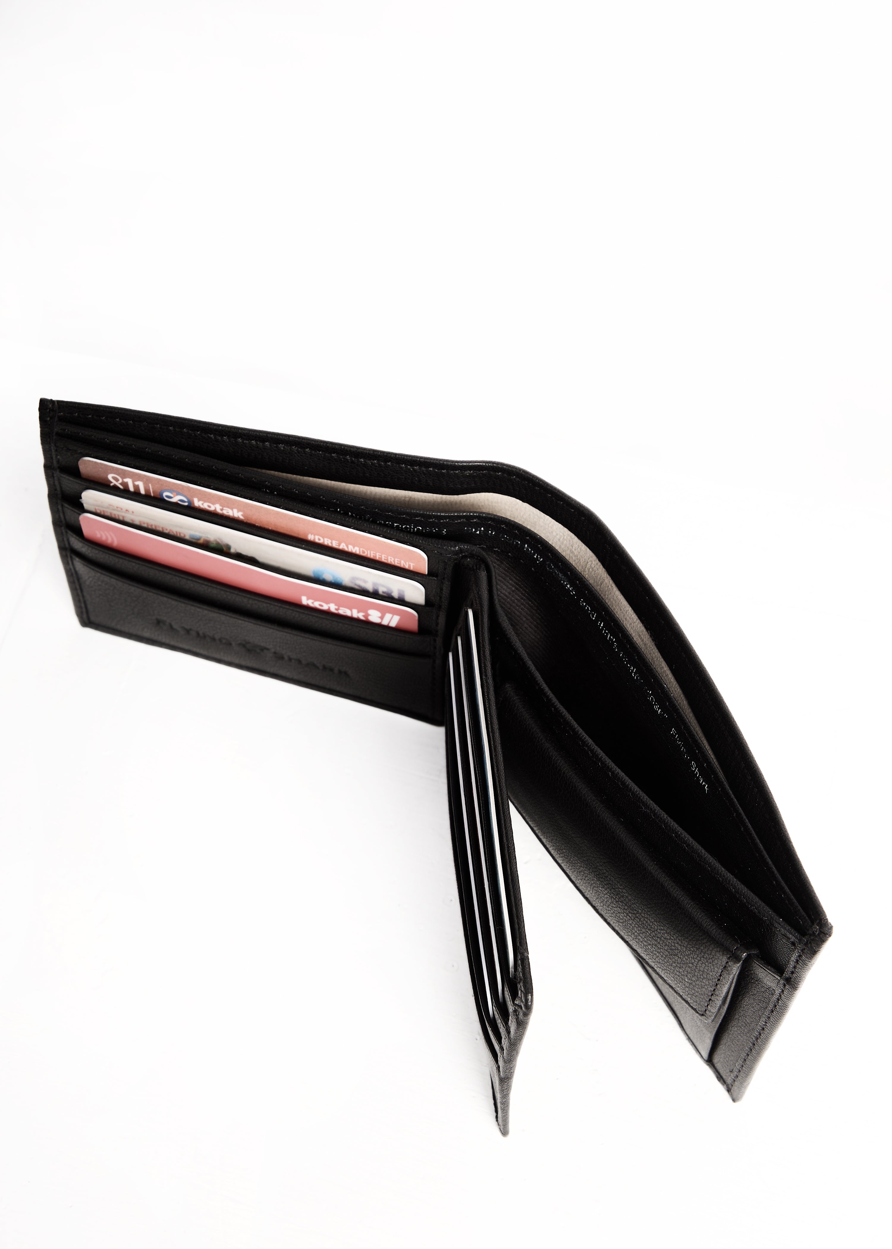 Flying Shark Plain matte Jet Black Leather Wallet – Elegance Meets Functionality