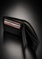Plain matte Jet Black Leather Wallet Flying Shark