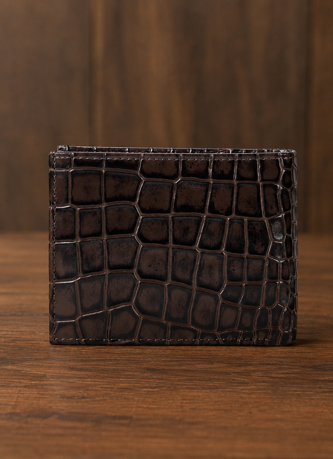 Brown Crocodile Leather Wallet Flying Shark