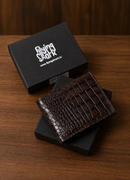 Brown Crocodile Leather Wallet Flying Shark