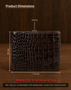 Brown Crocodile Leather Wallet Flying Shark