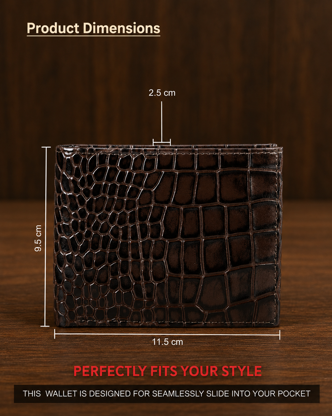Brown Crocodile Leather Wallet Flying Shark