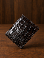 Brown Crocodile Leather Wallet Flying Shark