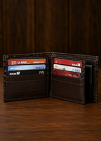 Brown Crocodile Leather Wallet Flying Shark