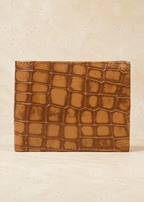 Tan Crocodile Leather Wallet Flying Shark