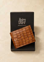 Tan Crocodile Leather Wallet Flying Shark