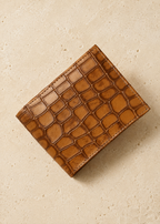Tan Crocodile Leather Wallet Flying Shark