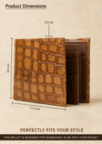 Tan Crocodile Leather Wallet Flying Shark