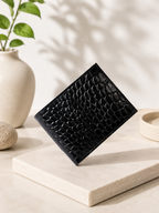 Black Crocodile Leather Wallet Flying Shark