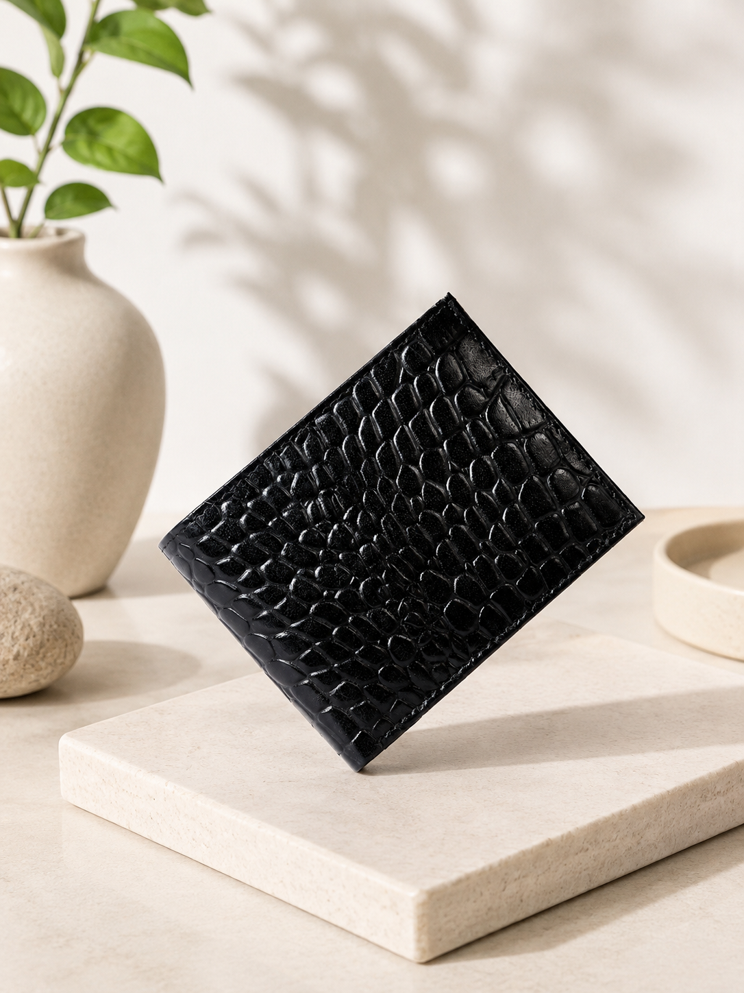 Black Crocodile Leather Wallet Flying Shark