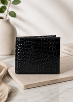 Black Crocodile Leather Wallet Flying Shark