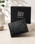 Black Crocodile Leather Wallet Flying Shark