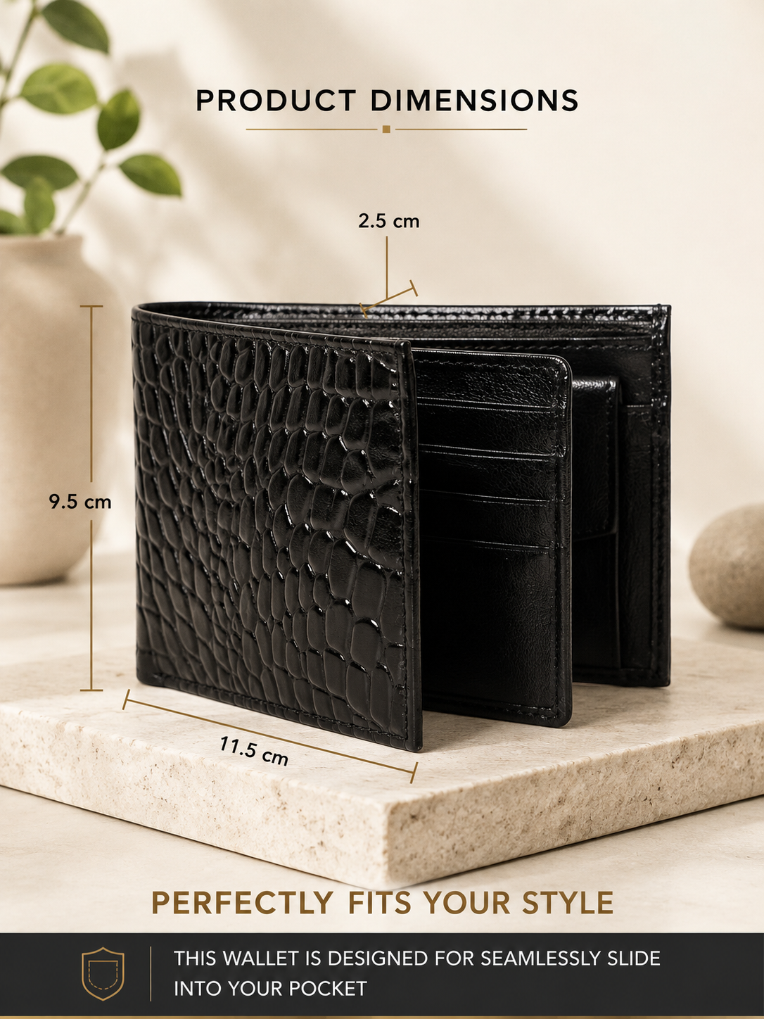 Black Crocodile Leather Wallet Flying Shark