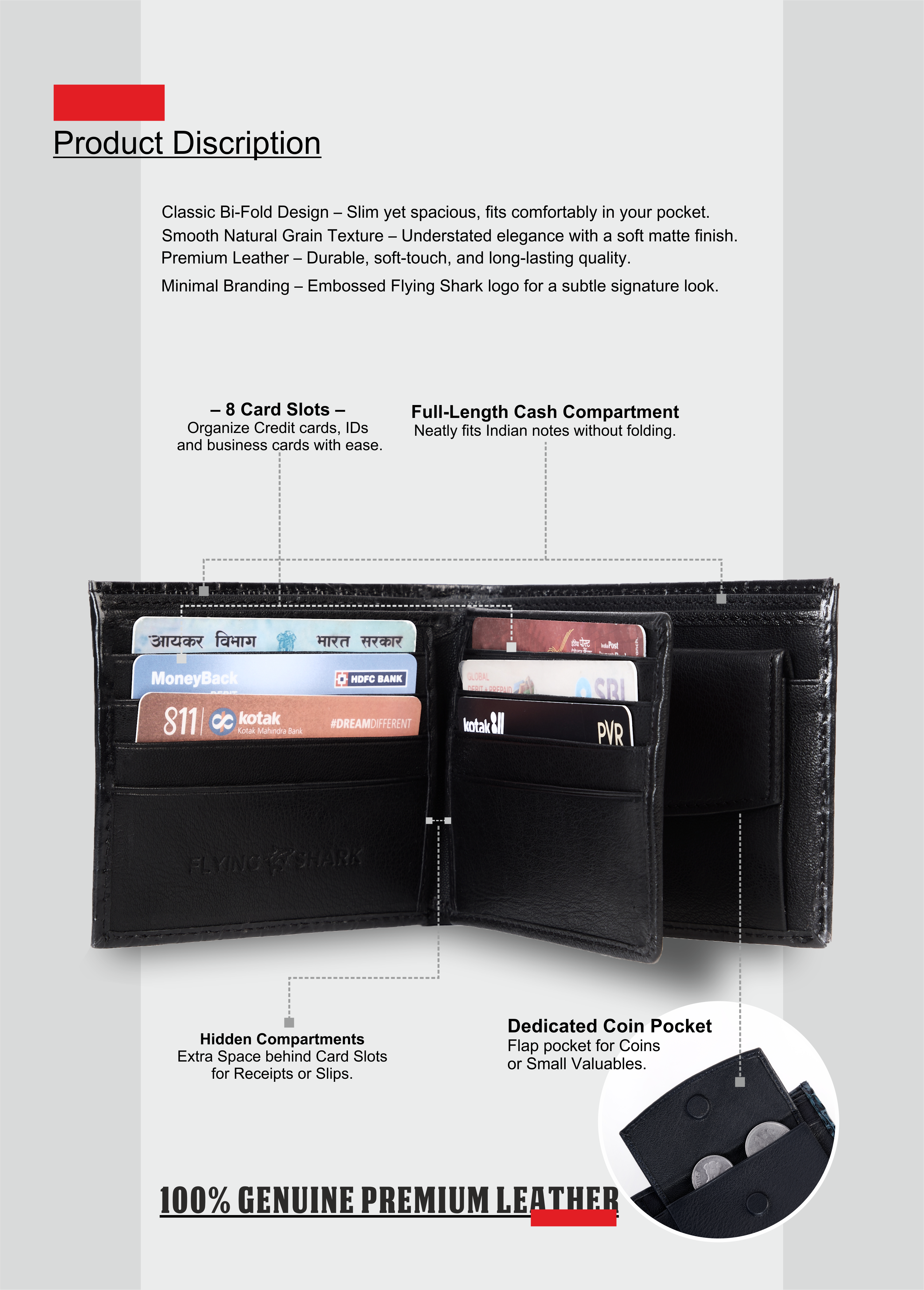 Flying Shark Brown Leather Wallet – Elegance Meets Functionality