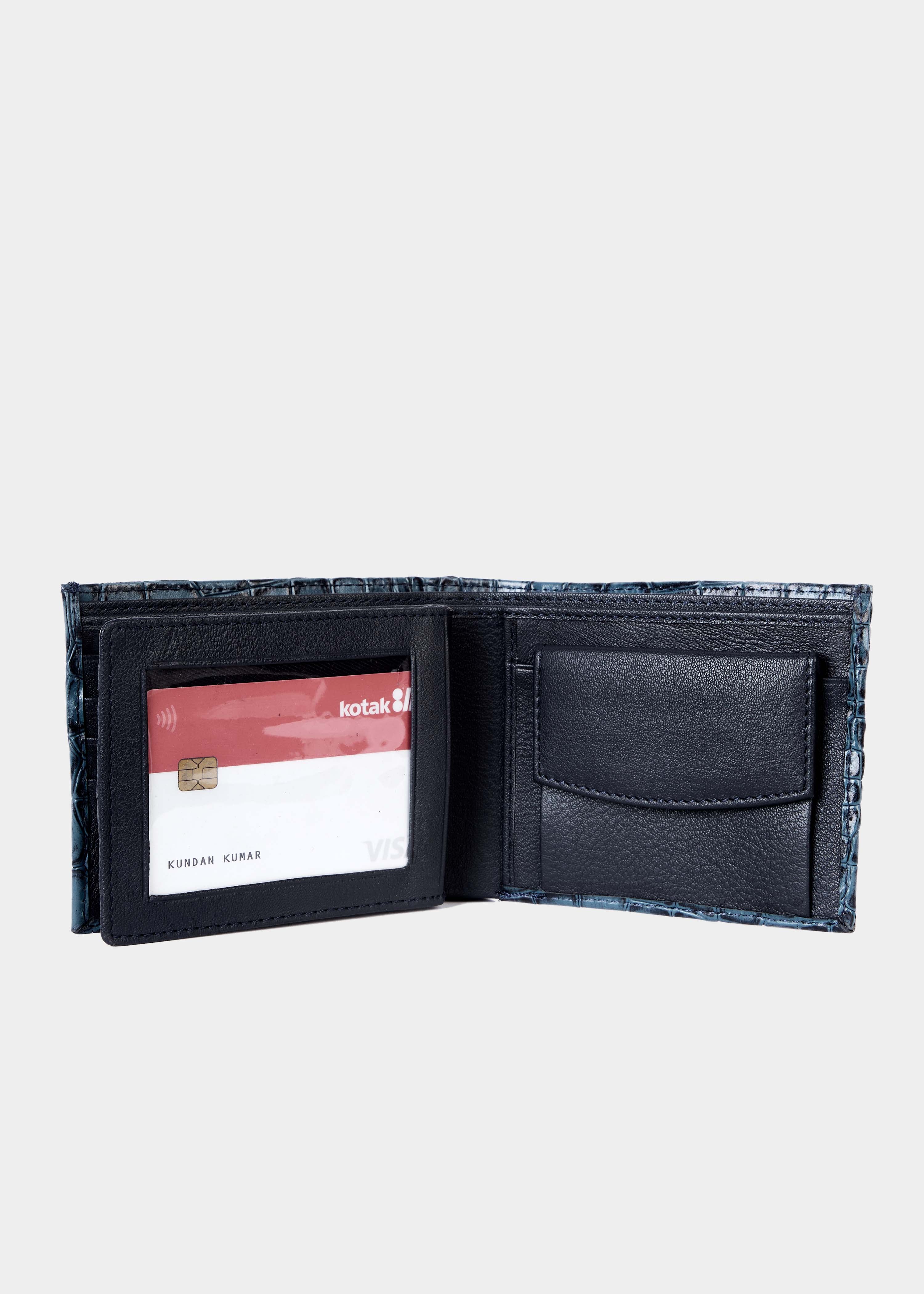 Blue Crocodile Leather Wallet