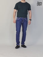 Men’s Dark Blue Saddle Stitch Jeans