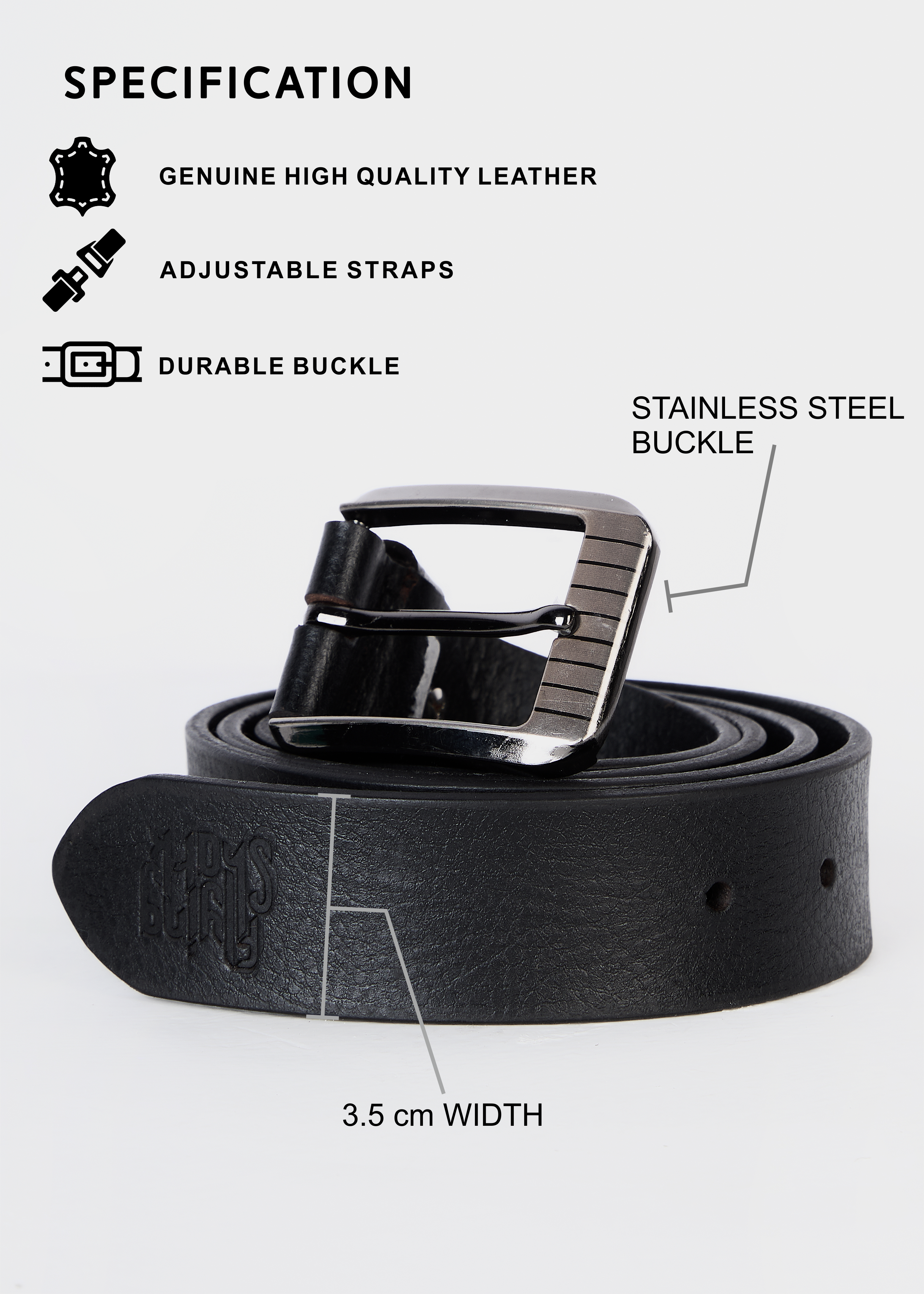 Men's Black Leather Belt
